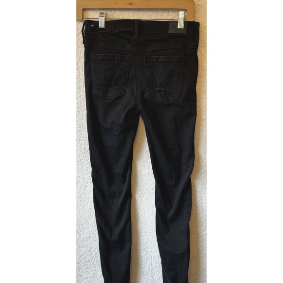 American Eagle Jeans Next Level Stretch Distressed Black Dark Wash Denim Size 0 - Picture 8 of 16